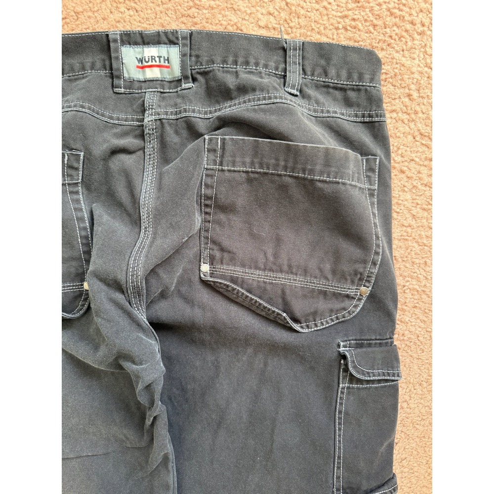 WURTH Cargo‎ Pants Mens 36x31 Dark Gray Black Work Utility Cotton Pockets - Picture 8 of 8